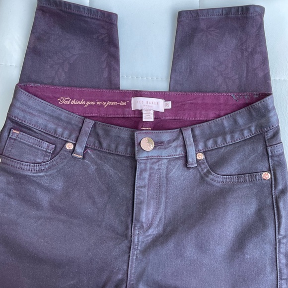 NWOT Ted Baker London Anna wax-finished skinny jeans size 28 / color purple - Picture 3 of 12